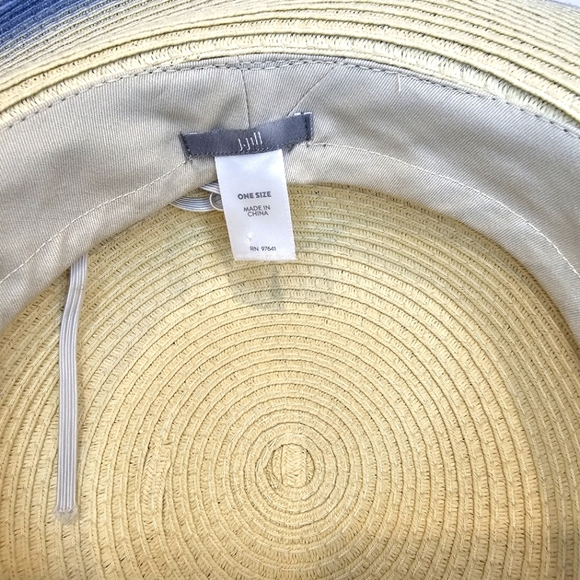 J.Jill Blue Ombre Paper Straw Hat Women's Summer Vacation Athleisure - Picture 4 of 8